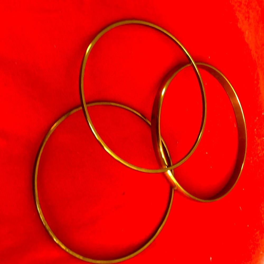 Set Of Three (3) Vintage Brasstone Metal Bangels - image 1